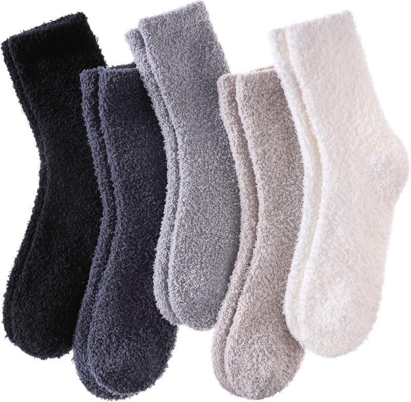LINEMIN Womens Fuzzy Socks Cozy Fluffy Winter Warm Slipper Socks Microfiber Soft Home Sleeping Socks - Image 1